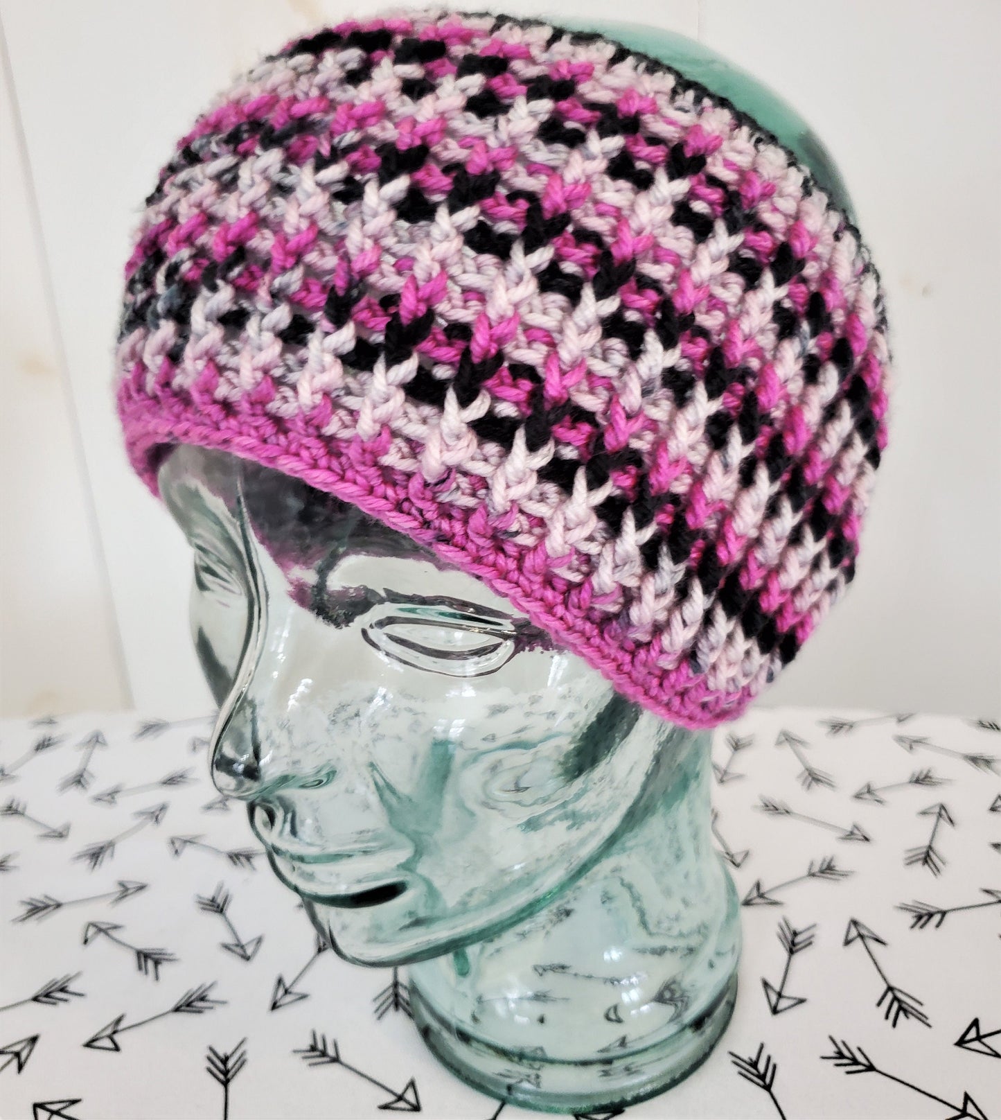 Wide headband pink black and grey