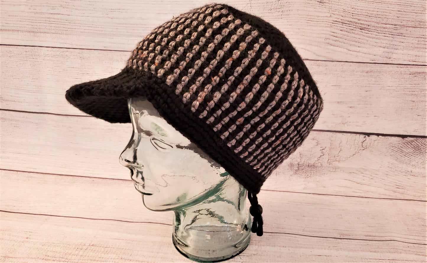 Roomy Cap - Black and Camel stripes