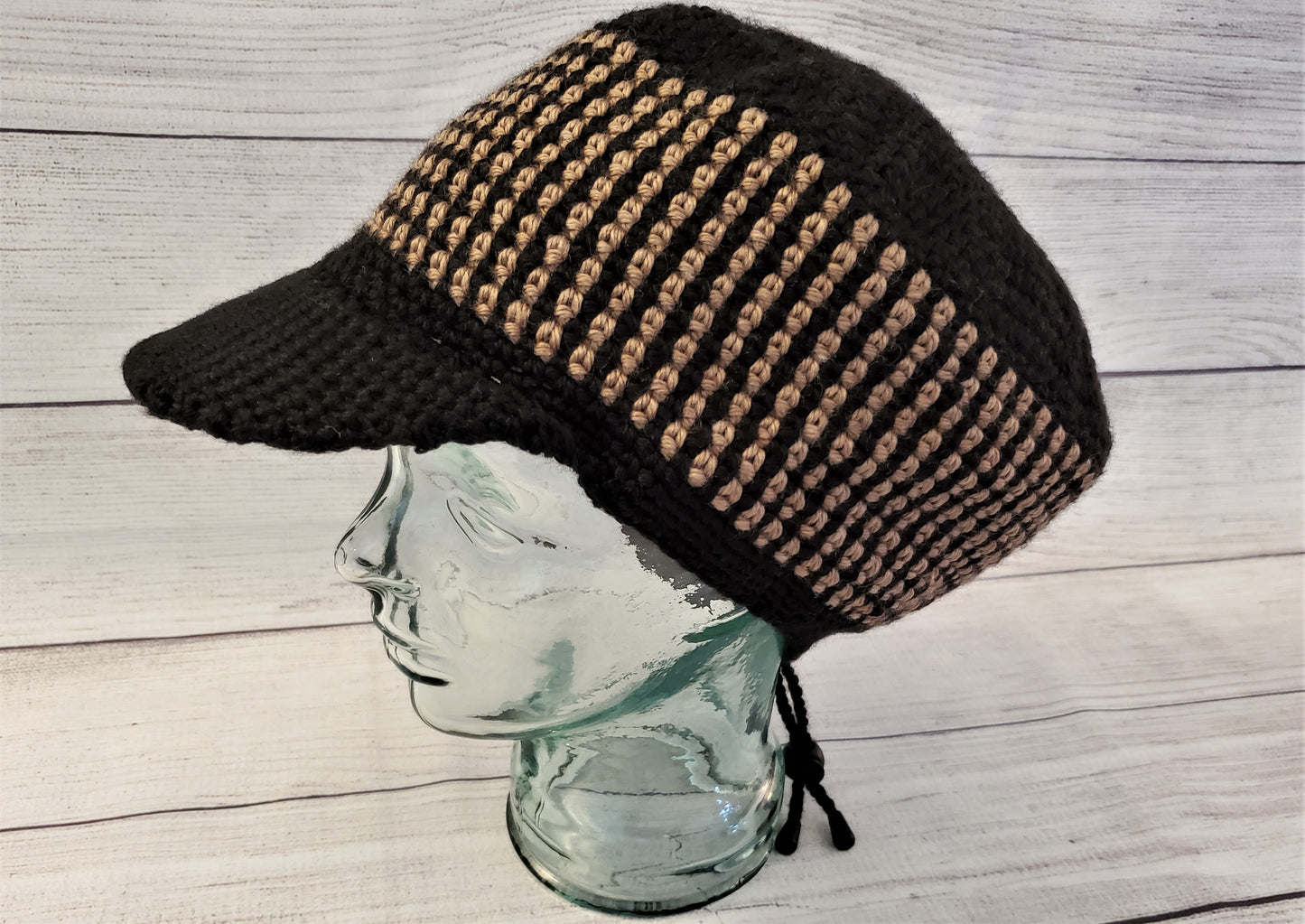 Roomy Cap - Black and Camel stripes