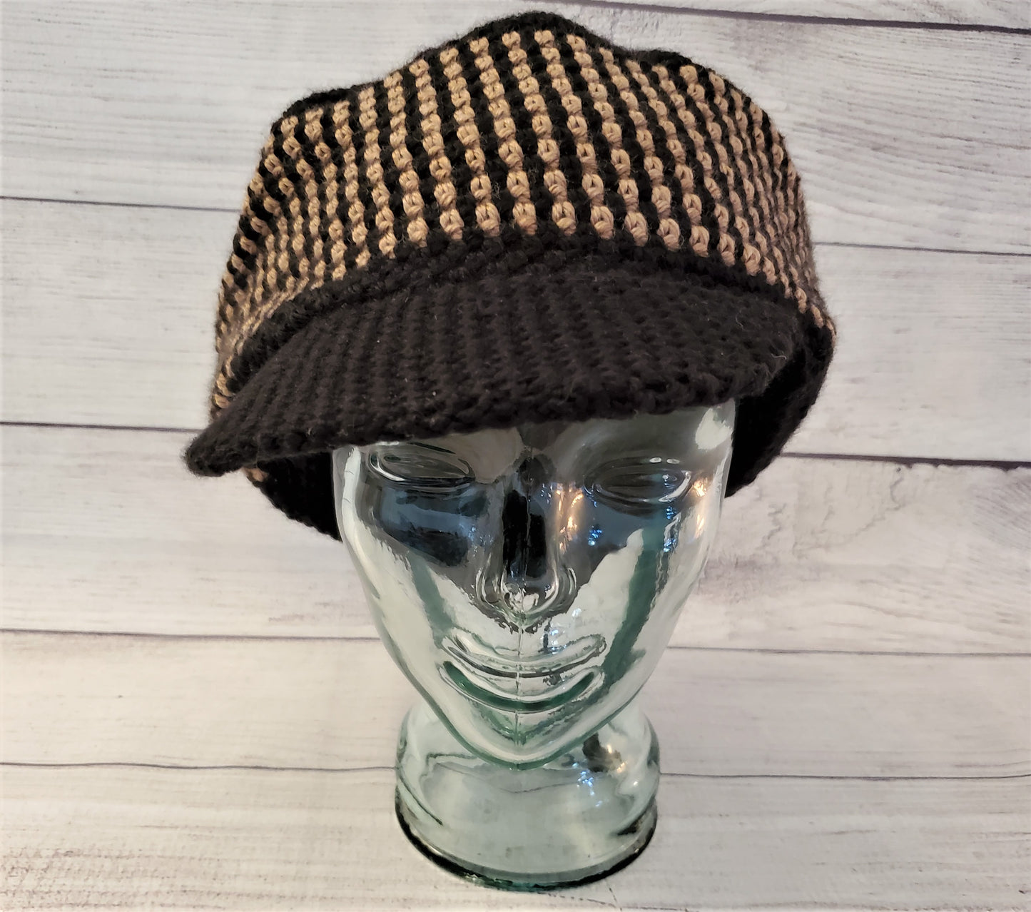 Roomy Cap - Black and Camel stripes