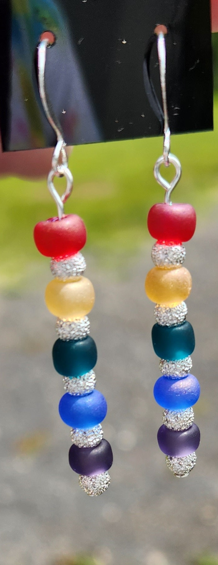 Rainbow earrings - frosted glass