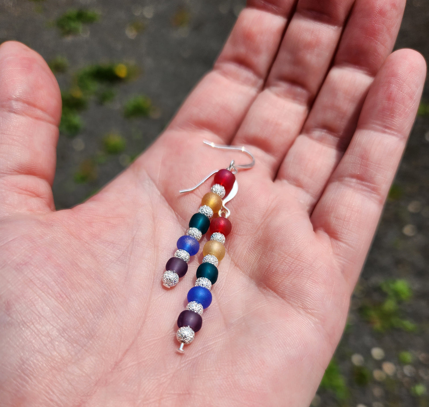 Rainbow earrings - frosted glass