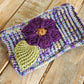 Wide Purple Headwrap - Flower and Green Leaf