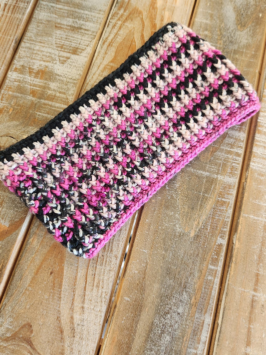 Wide headband pink black and grey