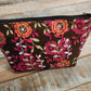 Brown and pink floral zipper pouch