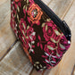 Brown and pink floral zipper pouch