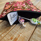 Brown and pink floral zipper pouch