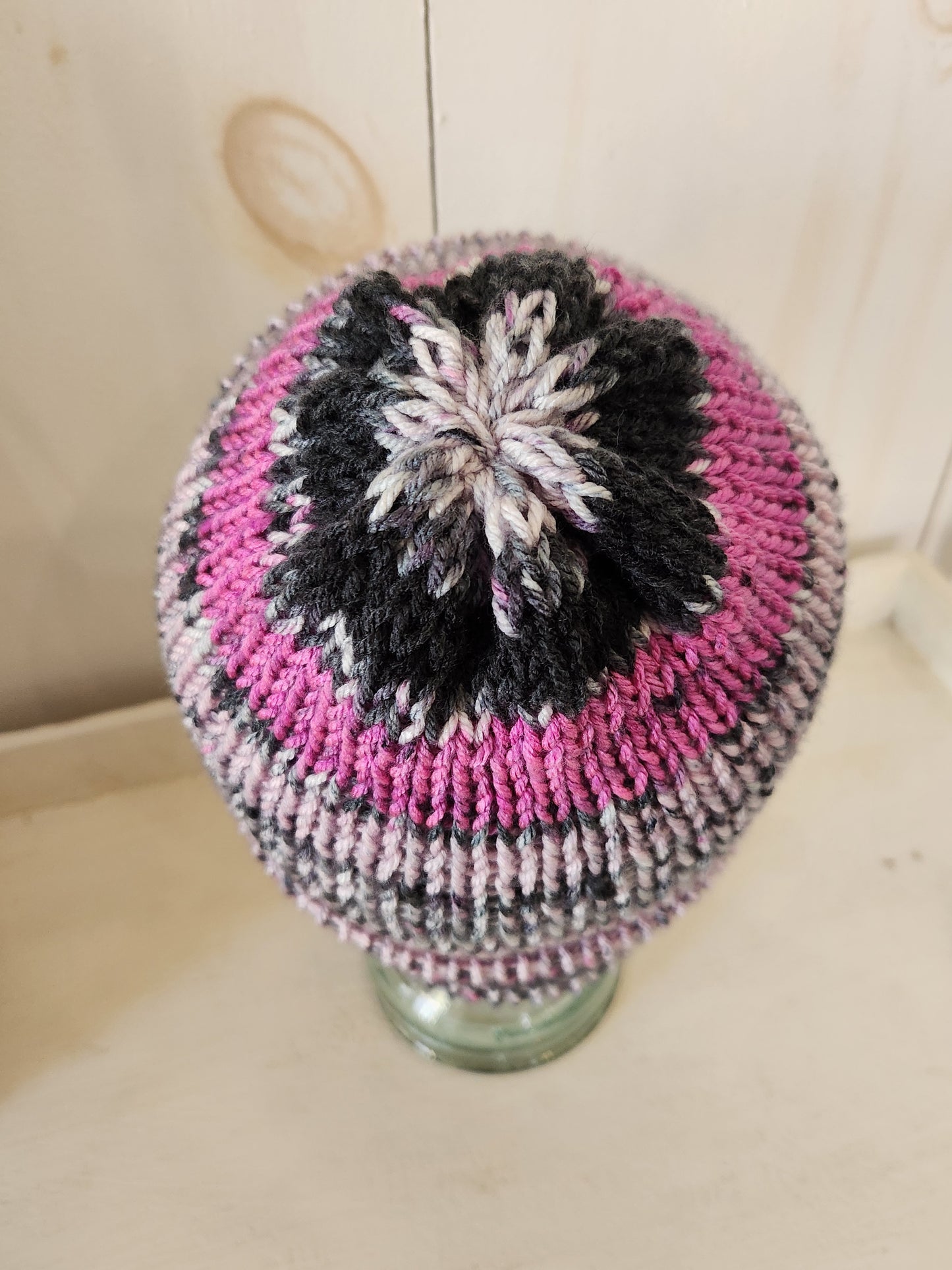 Knit Hat - Pink and black