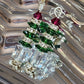 Sparkly crystal and sterling holiday theme - christmas tree earrings - handmade