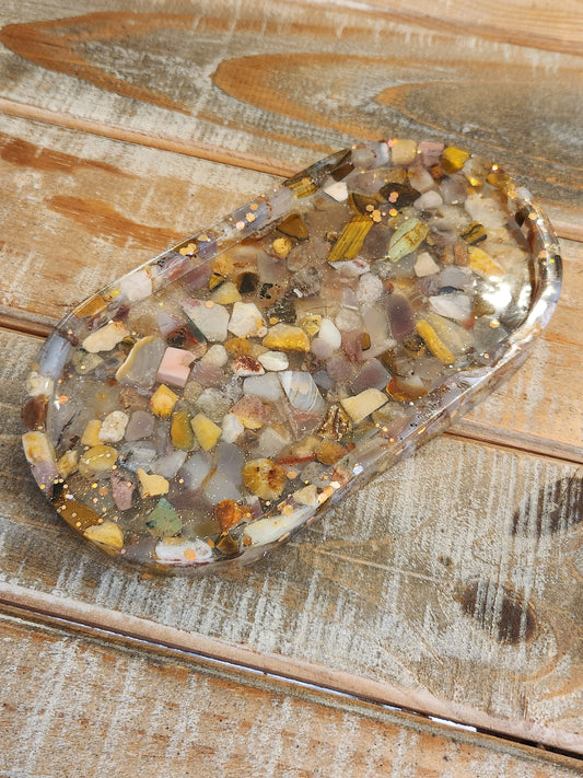 Mixed semi precious stone Resin tray