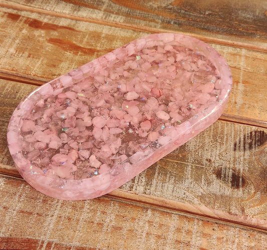 Rose quartz Resin tray