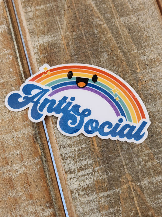 Antisocial rainbow sticker