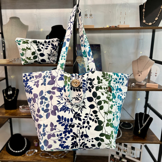 The Everything Tote: Ombre Flowers w/matching zipper pouch