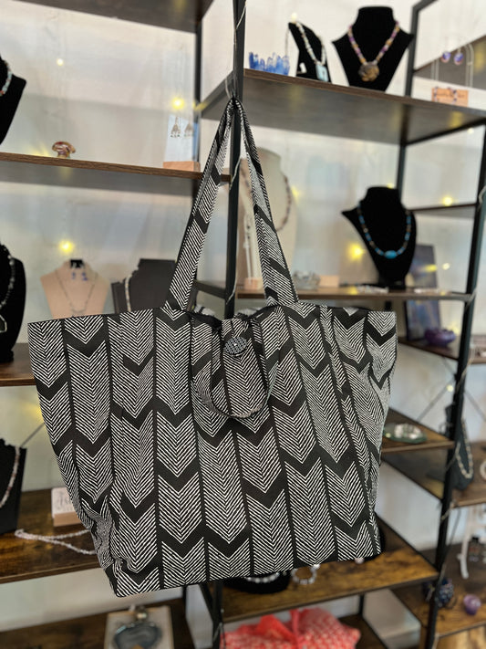 The Everything Tote: Black with Chevron