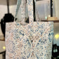 Tote bag Boho pattern blue white natural