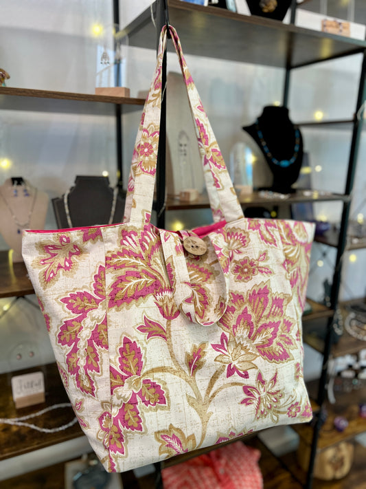 The Everything Tote! Fuchsia Flowers