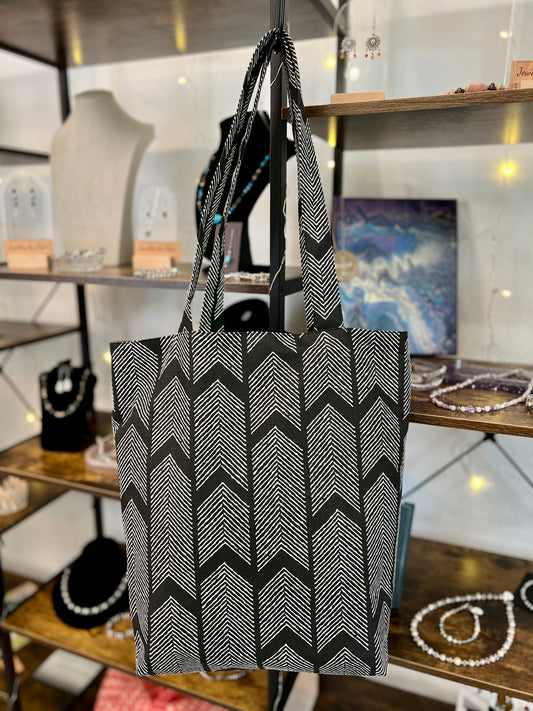 Tote bag - Black with chevron