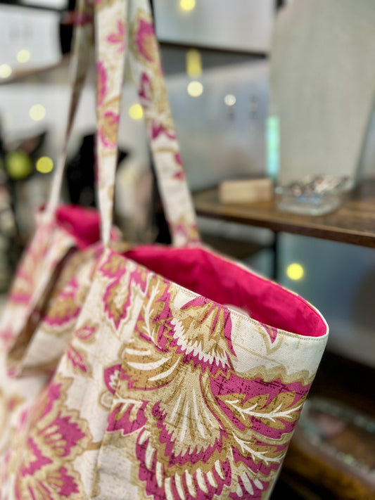 The Everything Tote! Fuchsia Flowers