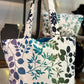 White and ombre flowers tote bag with matching zipper pouch