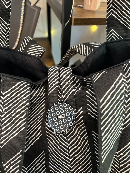 The Everything Tote: Black with Chevron