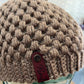 Dark mushroom brown pom pom beanie