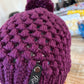 Eggplant purple pom pom beanie