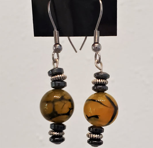 Tortoise & Hematite earrings