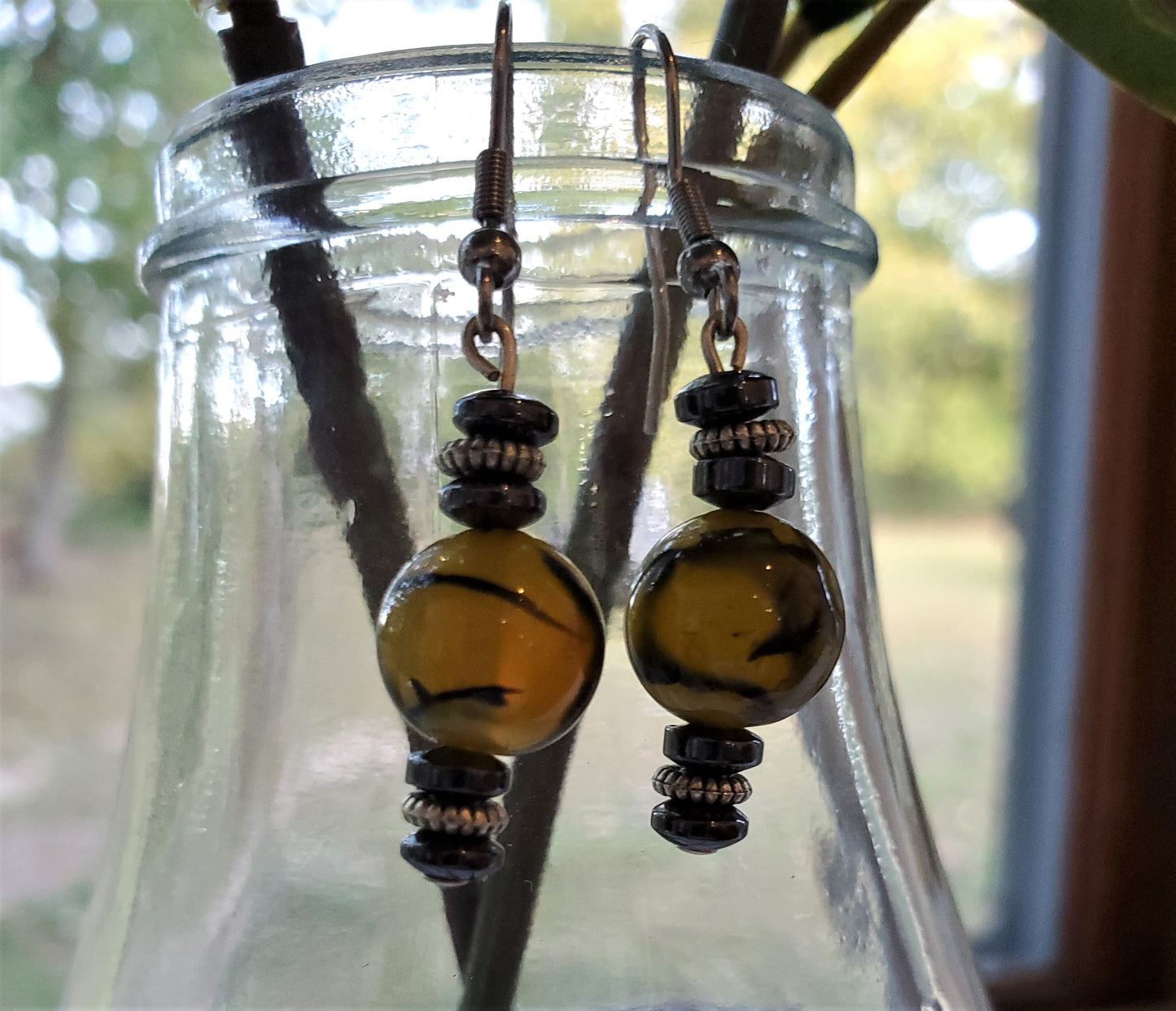 Tortoise & Hematite earrings