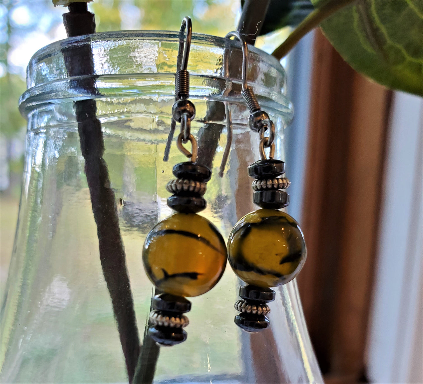 Tortoise & Hematite earrings