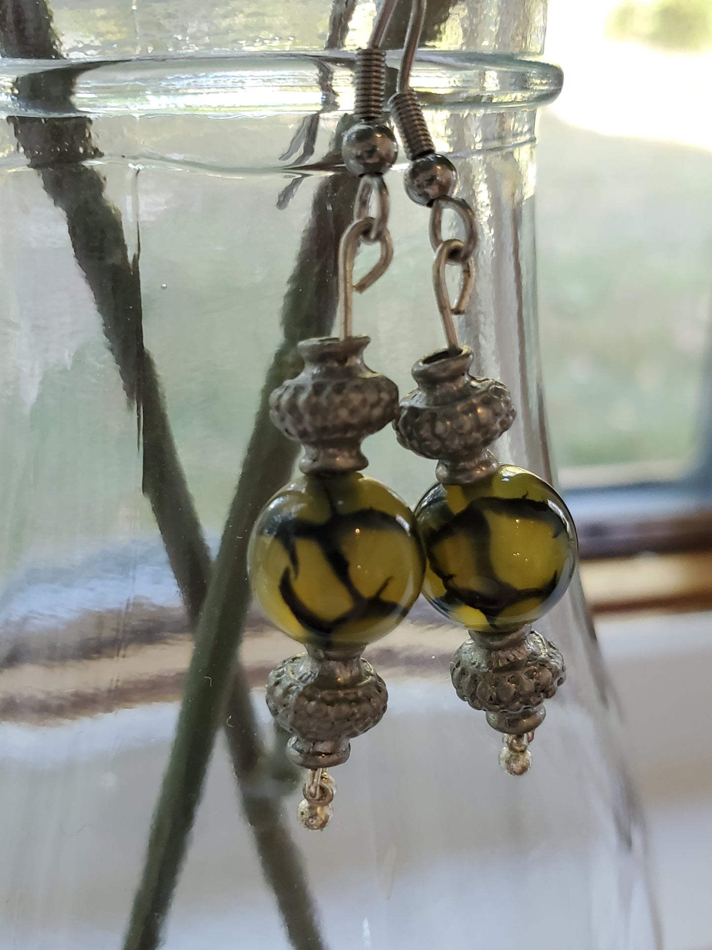 Tortoise shell bead earrings