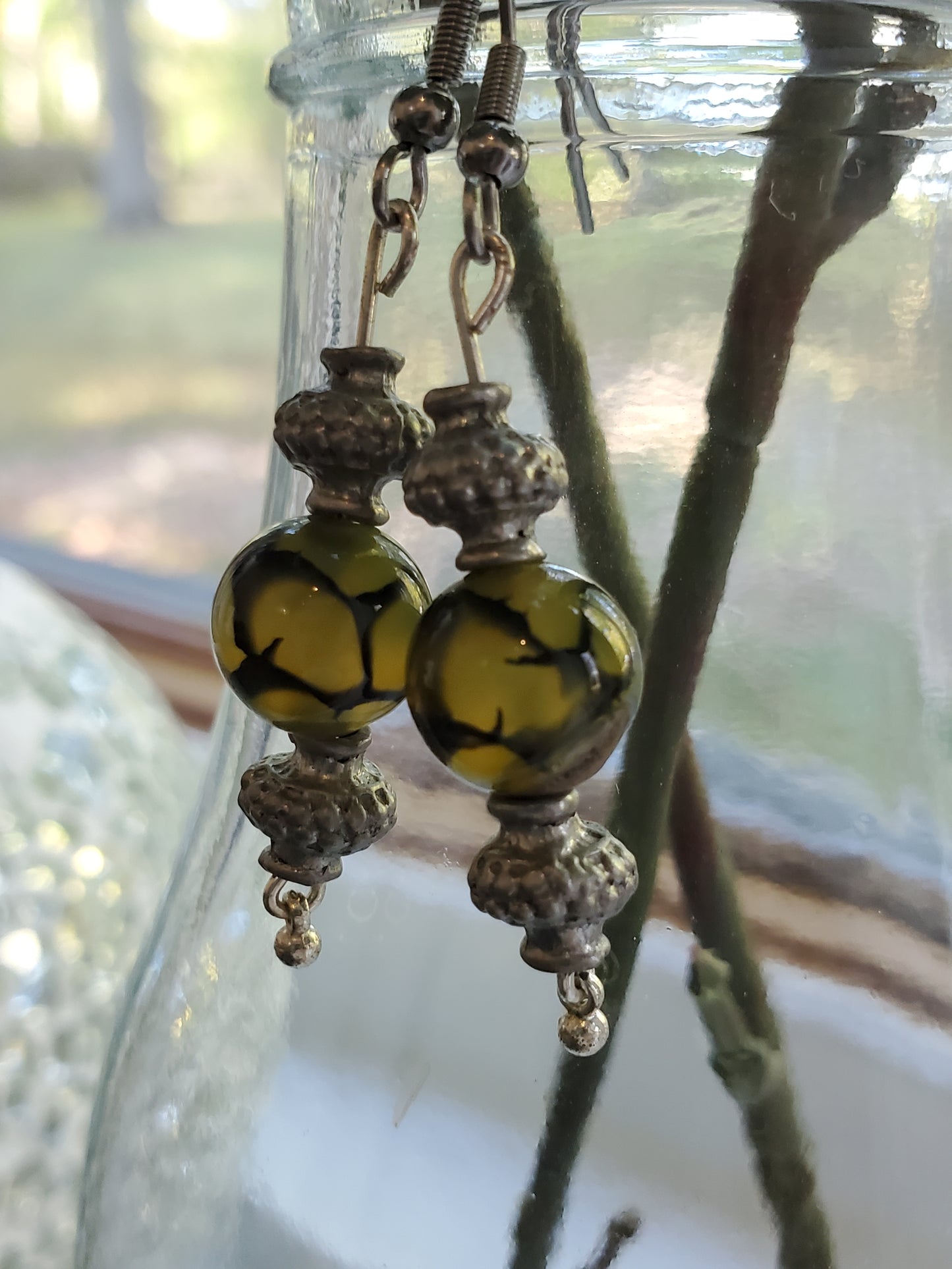 Tortoise shell bead earrings