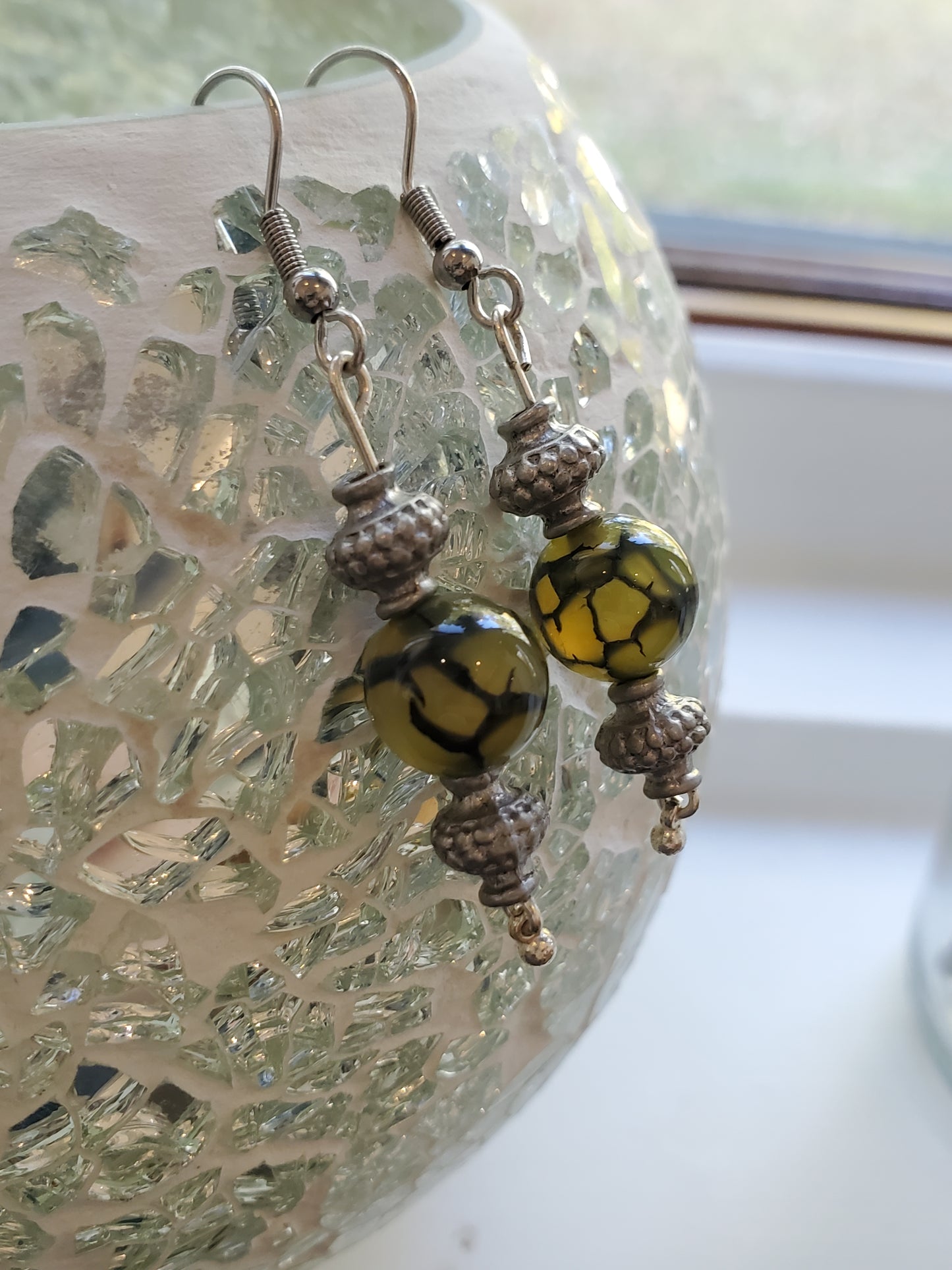 Tortoise shell bead earrings