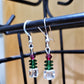 Sterling silver crystal Christmas tree-inspired earrings - handmade
