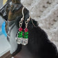 Sterling silver crystal Christmas tree-inspired earrings - handmade