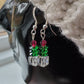 Sterling silver crystal Christmas tree-inspired earrings - handmade