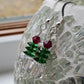 Sterling silver crystal Christmas tree-inspired earrings - handmade