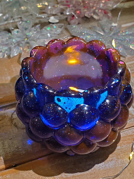 Resin Candle holder - sparkly purple