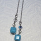 Sterling silver threader earrings with crystals - blue gemstone