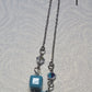 Sterling silver threader earrings with crystals - blue gemstone