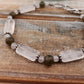 Rose Quartz, Moonstone, Silver bracelet