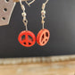 Peace sign Earrings - Silver & Red