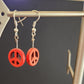 Peace sign Earrings - Silver & Red