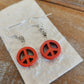 Peace sign Earrings - Silver & Red