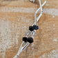 Black & Blue Grey Crystals, sterling silver double strand bracelet - 8"