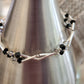 Black & Blue Grey Crystals, sterling silver double strand bracelet - 8"