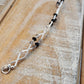 Black & Blue Grey Crystals, sterling silver double strand bracelet - 8"