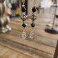 Sparkly crystals & filigree silver bead earrings