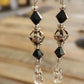 Sparkly crystals & filigree silver bead earrings