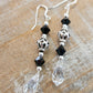 Sparkly crystals & filigree silver bead earrings