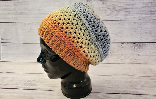 Pastel rainbow mini slouchy hat
